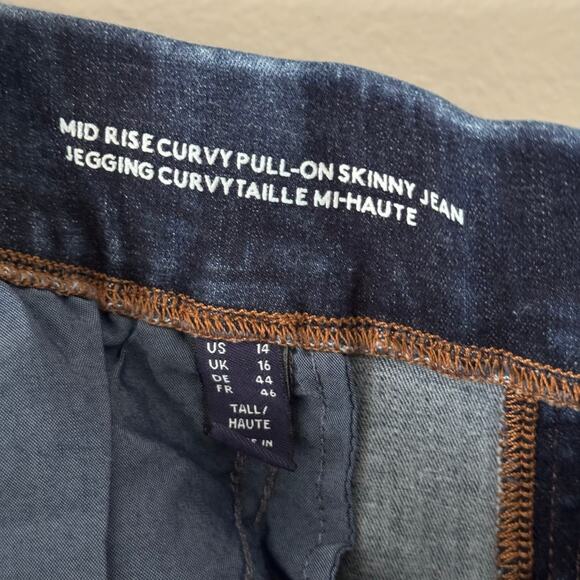 Land's End Mid Rise Curvy Pull On Skinny Stretch Jeans Jeggings Dark Wash Sz 14 - Picture 5 of 10